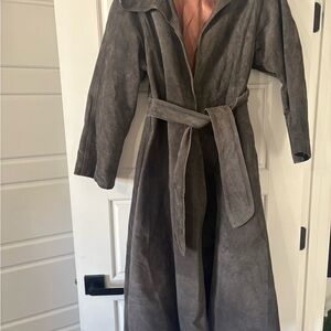 Vintage 100 percent leather Canadian made long tench jacket  small